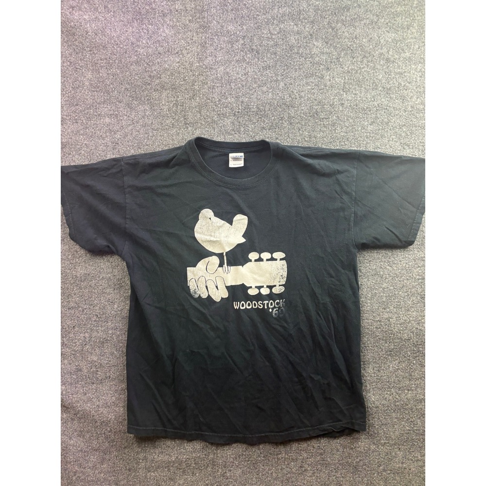 Y2K Woodstock T-Shirt Mens Large Black 3 Days of Peace & Music Graphic Tee